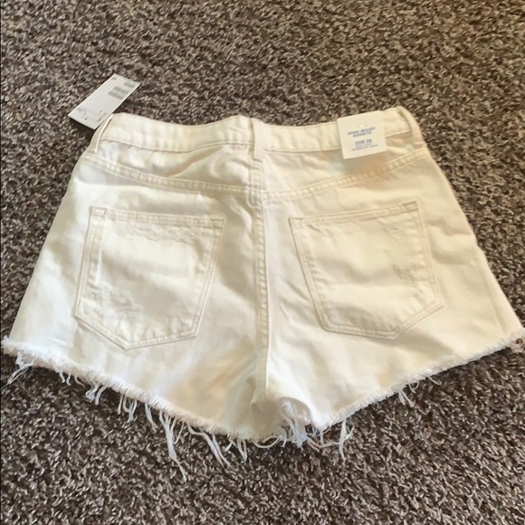 High Waisted White Jean Shorts - Ripped - Picture 4 of 9